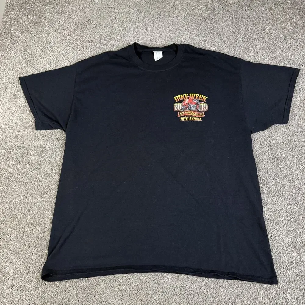 Bike Week Shirt Mens XL Black Daytona Beach 2019 Graphic Crew Neck Cotton - Picture 8 of 12